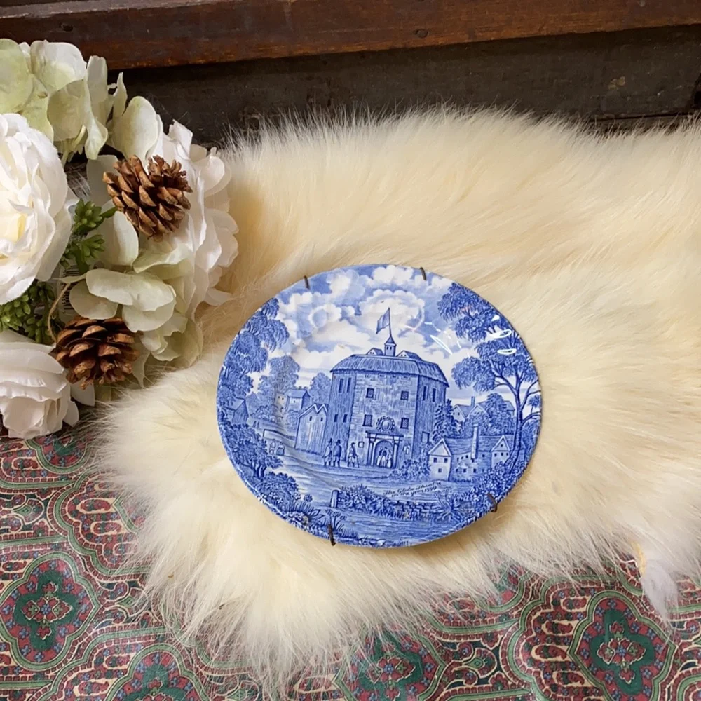 Blue Transferware Decorative Dinner Plate - Classic Scenic Design